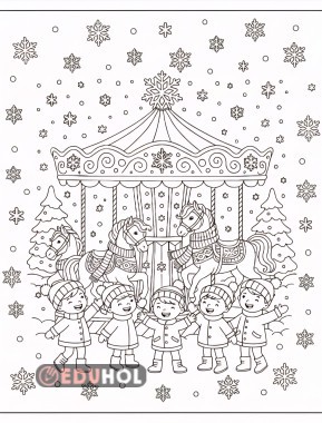 Kış mevsimi lunapark boyama sayfası