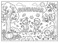 Sonbahar temali boyama sayfasi