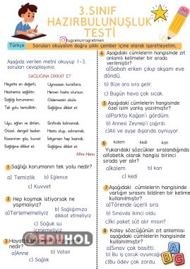 3.Sınıf Hazırbulunuşluk Testi