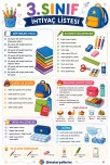 3. Sınıf İhtiyaç Listesi