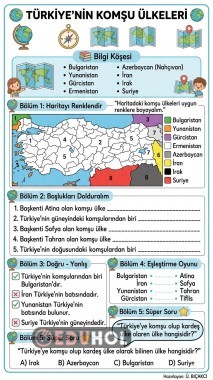 🌍 4. Sınıf Sosyal Bilgiler: Türkiye’nin Komşu Ülkeleri Çalışma Sayfası 🌍
