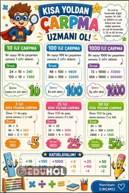 10,100,1000,50,25 ,5 Kolay Çarpma Yöntemi