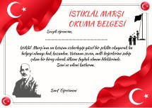 İSTİKLÂL MARŞI OKUMA BELGESİ