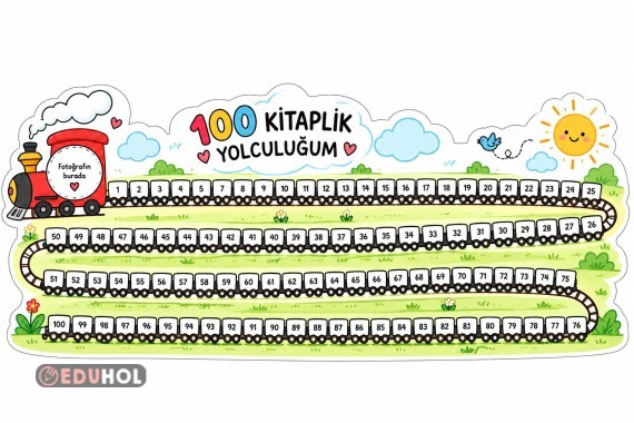 100 Kitap Okuma Treni – Kitap Okuma Şablonu | 1. Sınıf