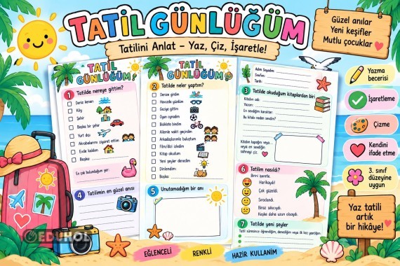 Tatilde Ne Yaptım? Tatil Günlüğüm - Her Sınıf Düzeyine Uygun
