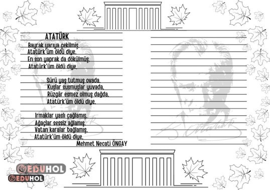 10 Kasım Atatürk'ü Anma için şiir yazma etkinliği
