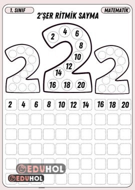 2 şer Ritmik Sayma Çalışma Sayfası
