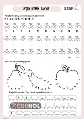 2'şer Ritmik Sayma Çalışma Sayfası