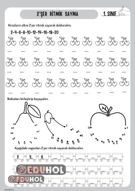 2'şer Ritmik Sayma Çalışma Sayfası