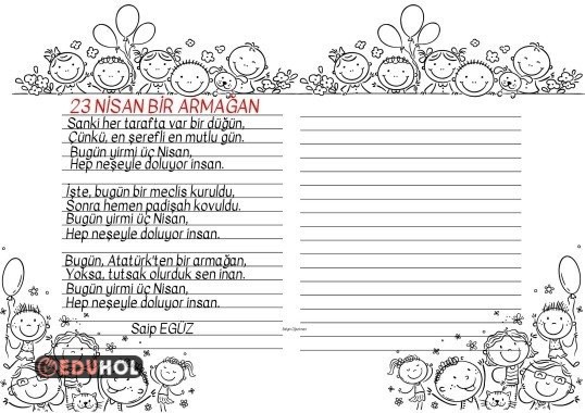 23 Nisan için şiir yazma etkinliği