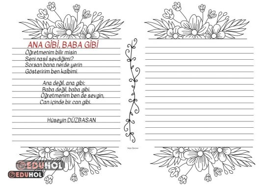 24 Kasım Öğretmen Günü için şiir yazma etkinliği