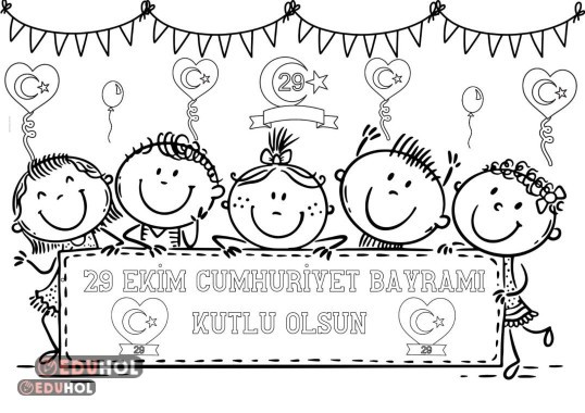29 Ekim Cumhuriyet Bayramı için Boyama Sayfası