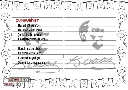 29 Ekim Cumhuriyet Bayramı için şiir yazma etkinliği