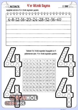 4'er Ritmik Sayma Çalışma Sayfası