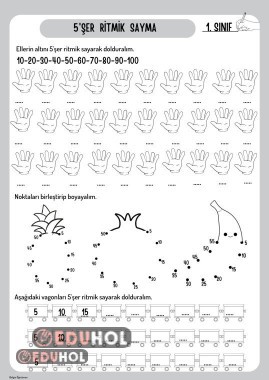 5'er Ritmik Sayma Çalışma Sayfası