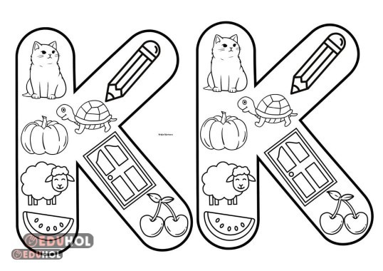K harfi boyama ve deftere yapıştırmak için