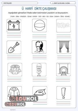 Ü harfi görsel dikte çalışması