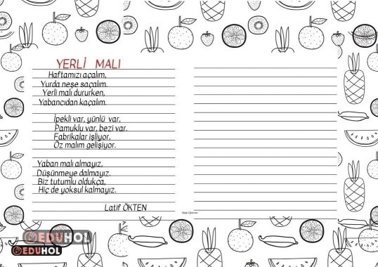 Yerli Malı Haftası için Şiir Yazma Etkinliği