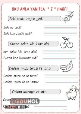 Z harfi Oku Anla Yanıtla Çalışması