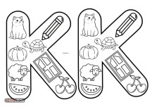 K harfi boyama ve deftere yapıştırmak için