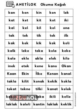 Anetilok okuma tekrar kağıdı