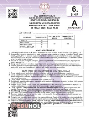 6. Sınıf Bursluluk Sınavı  FEN soru ve cevapları