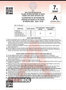 7. Sınıf Bursluluk Sınavı  FEN soru ve cevapları
