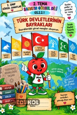 🎨🏳️ 2. Sınıf Görsel Sanatlar – Türk Devletlerinin Bayrakları