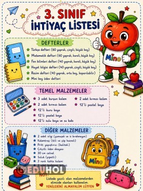 🍎🎒3. SINIF İHTİYAÇ LİSTESİ 📗