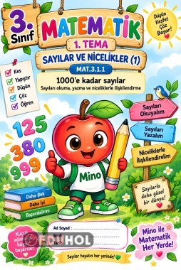 🍎 3. Sınıf Matematik – 1. Tema 🔢 Sayılar ve Nicelikler (1) Çalışma Kağıtları