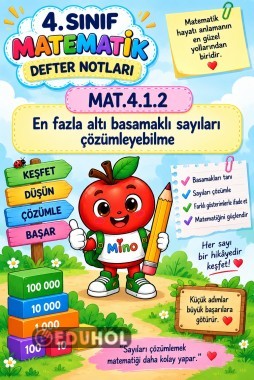 4. Sınıf Matematik – Defter Notları MAT.4.1.2 – En Fazla Altı Basamaklı Sayıları Çözümleyebilme