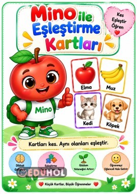 🍎 Mino ile Eşleştirme Kartları Kes • Eşleştir • Öğren! ✂️🧩❤️