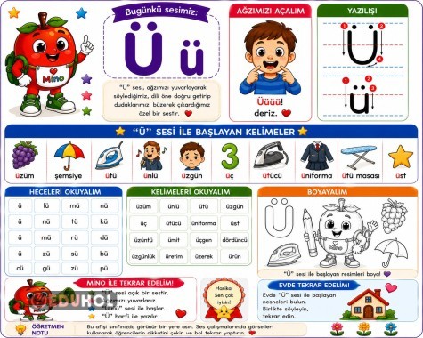 🍎  Ü, S, Ö, Y, D ve Z Mino ile Ses Öğretimi Daha Eğlenceli! 🔤✨