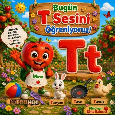 🍎 Mino’nun Elma Bahçesi’nde T Sesini Keşfediyoruz! 🌸📚