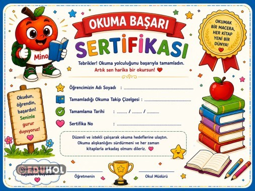 📚🏆 Okuma Başarı Sertifikası 🍎✨