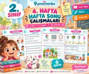 2. Sınıf 4. Hafta Hafta Sonu Çalışmaları | 3 Ders, 6 Sayfa Renkli Etkinlik