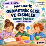2. Sınıf 4. Hafta Matematik – Şekil ve Cisimlerin Biçimsel Özellikleri | 6 Sayfalık Etkinlik Seti