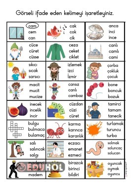 C sesi görsele uygun kelime seçme