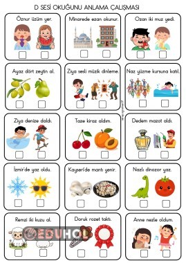 Z  kısa cümle okuduğunu anlama