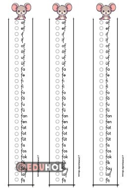 F SESİ HECE KONTROL ÇİZELGESİ
