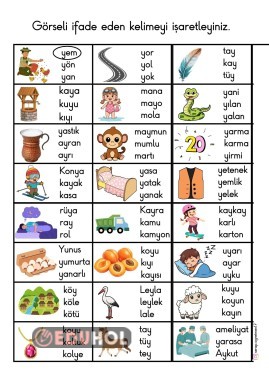 Y harfi 3 kelime içinden doğru olanı seçme