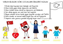 Bayrak Temalı kısa okuma anlama yazma