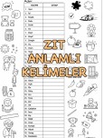 ZIT ANLAMLI KELİMELER SINAVI-boyama