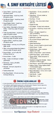 İlkokul 4.Sınıf Kırtasiye Malzeme listesi
