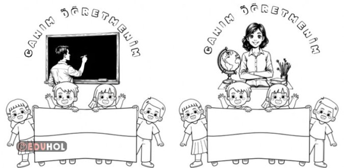 Canım Öğretmenim Kadın ve Erkek öğretmen Boyama