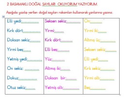 2. SINIF MATEMATİK. 2 BASAMAKLI SAYILARI OKUYALIM-YAZALIM