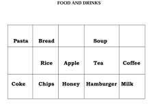 Foods and drinks bingo