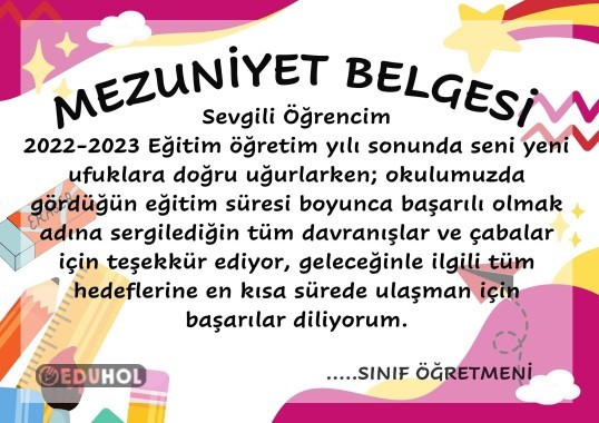 Mezuniyet Belgesi · Eduhol - Etkinlik İndir Oyun Oyna Test Çöz Video İzle