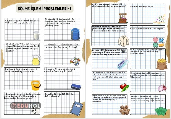 3.Sınıf Bölme İşlemi Problemleri