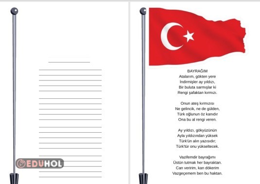 Bayrak Sevgisi Haftası Şiir ve Akrilik Boya Çalışması